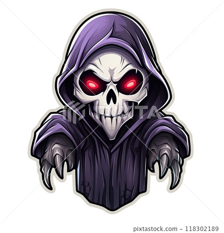 Grim Reaper sticker design isolated on white background. Ai Generative illustration 118302189