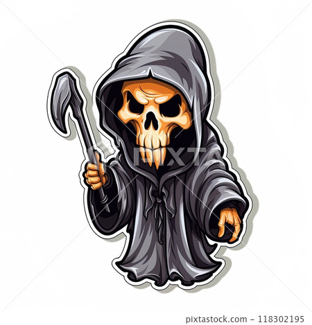 Grim Reaper sticker design isolated on white background. Ai Generative illustration 118302195