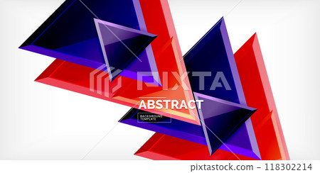 Abstract background - colorful triangles with 3d effect. Vector Illustration For Wallpaper, Banner, Background, Card, Book Illustration, landing page 118302214