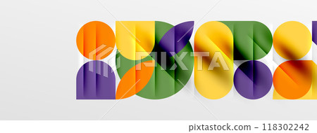 Round shapes, circles and lines minimal geometric background. Vector Illustration For Wallpaper, Banner, Background, Card, Book Illustration, landing page 118302242