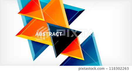 Abstract background - glossy triangles. Vector Illustration For Wallpaper, Banner, Background, Card, Book Illustration, landing page 118302263
