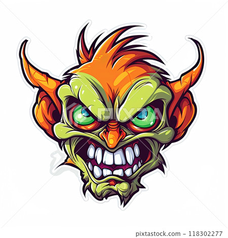 Goblin evil creature sticker design on white background. Generative Ai 118302277