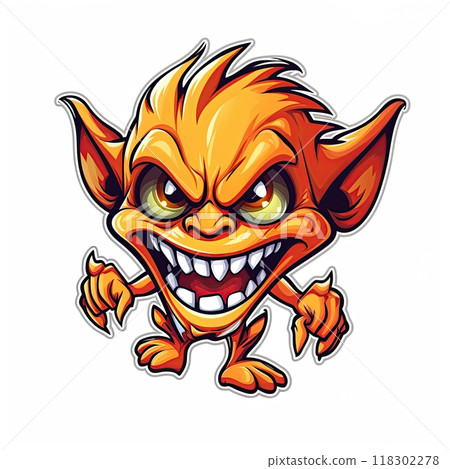 Goblin evil creature sticker design on white background. Generative Ai 118302278