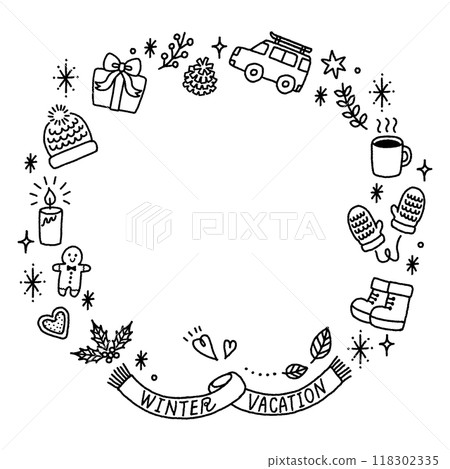Winter illustration material icon monochrome frame 118302335