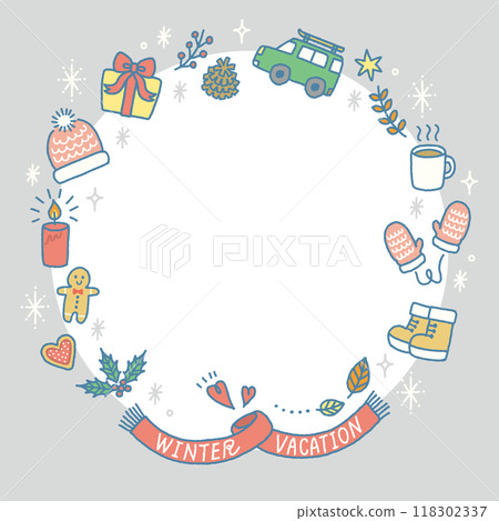 Winter illustration material square frame 118302337