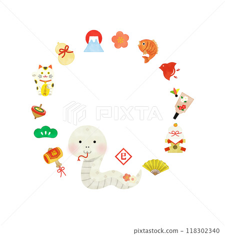 Frame of hand-drawn illustrations for the year of the snake Frame of hand-drawn illustrations for the year of the snake 118302340