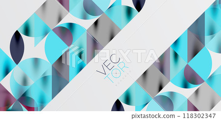 Triangles, round triangles and circles techno art. Vector Illustration For Wallpaper, Banner, Background, Card, Book Illustration, landing page Triangles, round triangles and circles techno art. Vector Illustration For Wallpaper, Banner, Background, Card, Book Illustration, landing page 118302347