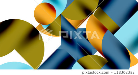 Tech minimal circular shapes geometric art. Vector modern circles 118302382