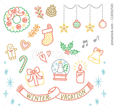 一套可愛的手寫聖誕插圖 118302583