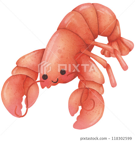 Lobster watercolor illustration isolated on white background 118302599