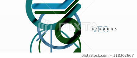 Abstract background. Circles and colorful round shape lines. Linear geometric minimal design 118302667