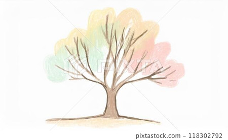 Illustration of a tree in gentle colors (AI-generated material) 118302792