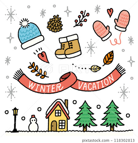 Winter illustration material cute icon set 118302813