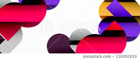Colorful curve geometric shapes on white 118302819