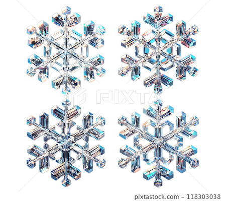 Snowflake Set - The fine detail and symmetry stand out, expressing the coldness and delicacy of winter. 118303038