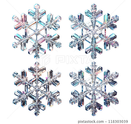 Snowflake Set - The fine detail and symmetry stand out, expressing the coldness and delicacy of winter. 118303039