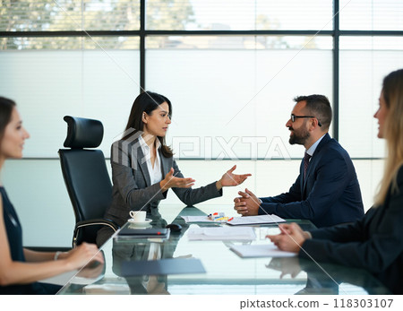 Business Meeting with Colleagues in Modern Office 118303107