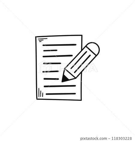 Hand drawn memo paper sheet icon in flat style. Checklist vector illustration on isolated background. To do list sign business concept. 118303228