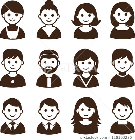 black and white avatar icon 118303280