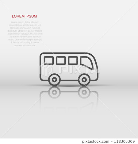 Bus icon in flat style. Coach vector illustration on white isolated background. Autobus vehicle business concept. 118303309