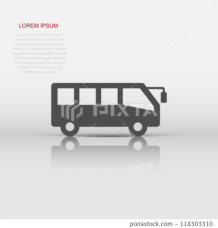 Bus icon in flat style. Coach vector illustration on white isolated background. Autobus vehicle business concept. 118303310