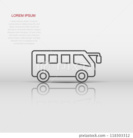 Bus icon in flat style. Coach vector illustration on white isolated background. Autobus vehicle business concept. 118303312