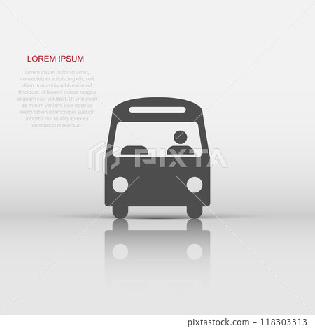 Bus icon in flat style. Coach vector illustration on white isolated background. Autobus vehicle business concept. 118303313