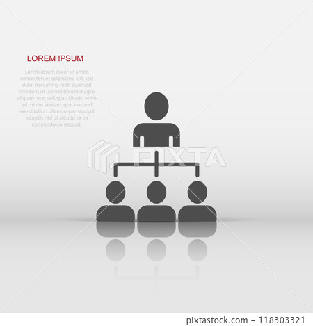 Corporate organization chart with business people vector icon in flat style. People cooperation illustration on white background. Teamwork business concept. 118303321