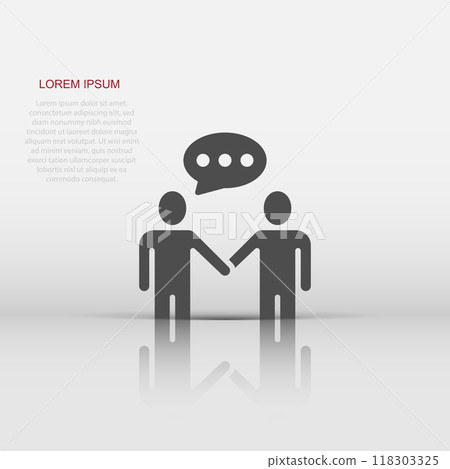 Greetings gesture icon in flat style. People handshake vector illustration on white isolated background. Hand shake business concept. 118303325