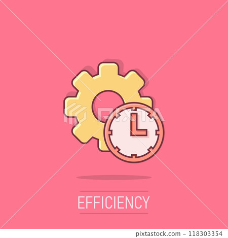 Improvement icon in comic style. Gear project cartoon vector illustration on isolated background. Productivity splash effect business concept. Improvement icon in comic style. Gear project cartoon vector illustration on isolated background. Productivity splash effect business concept. 118303354