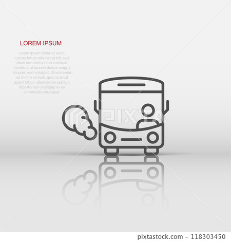 Bus icon in flat style. Coach vector illustration on white isolated background. Autobus vehicle business concept. 118303450