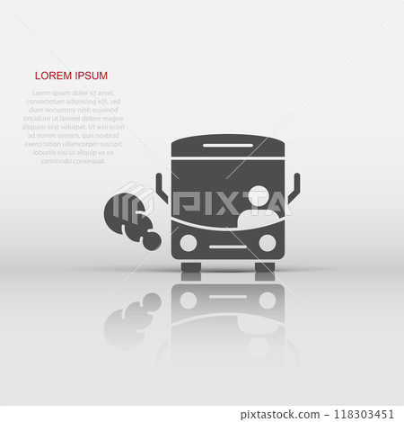Bus icon in flat style. Coach vector illustration on white isolated background. Autobus vehicle business concept. 118303451
