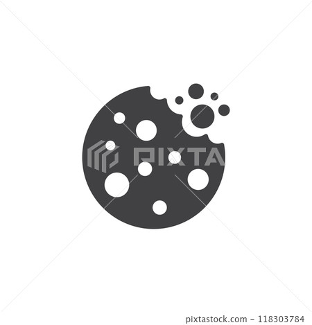 Cookie icon in flat style. Tasty biscuit vector illustration on isolated background. Chocolate bakery sign business concept. 118303784