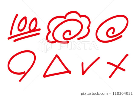 Marking set for marking written in red pen 118304031