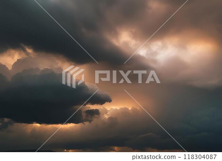 Atmosphere with dark clouds during the storm.AI Generated 118304087