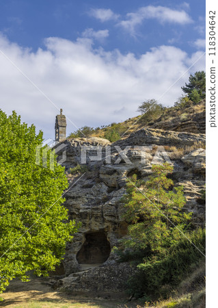 Rock carved hermitage of Saints Justus and Pastor, Olleros de Pisuerga (Iglesia de los Santos Justo y Pastor), Aguilar de Campoo, Castilla y Leon, Spain Rock carved hermitage of Saints Justus and Pastor, Olleros de Pisuerga (Iglesia de los Santos Justo y Pastor), Aguilar de Campoo, Castilla y Leon, Spain 118304642