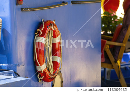 Helping equipment on ships, safety equipment, lifebuoy 118304685