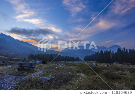 Landscape near Sella di Razzo and Sella di Rioda pass, Carnic Alps, Friuli-Venezia Giulia, Italy Landscape near Sella di Razzo and Sella di Rioda pass, Carnic Alps, Friuli-Venezia Giulia, Italy 118304689