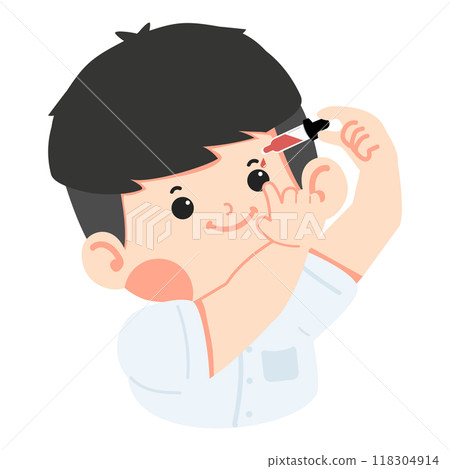 Kid boy putting eye drops 118304914