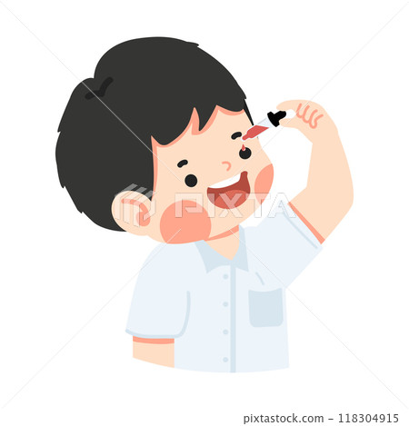 Kid boy Using Eyedrops cartoon 118304915