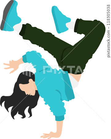 一個女人跳霹靂舞的插圖 118305038