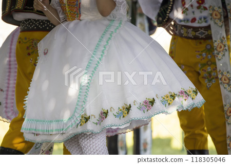 Detail of folk costume, Rakvice, Southern Moravia, Czech Republic 118305046