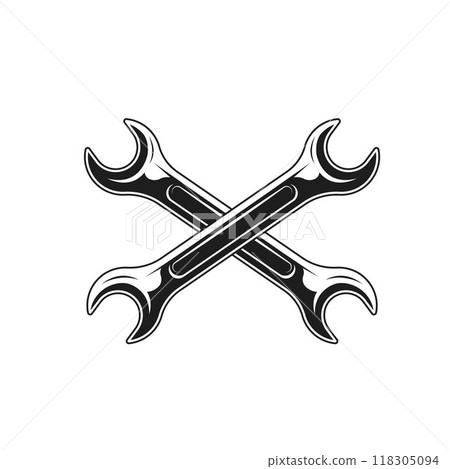 crossed black wrench icon logo vector element design template 118305094