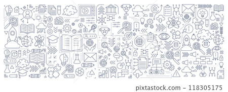 Innovate technology pattern. Infographic startup. Business brainstorm. Data icon. Social network. Strategy project. Abstract cloud connection. Education concept. Line symbols. Vector garish background Innovate technology pattern. Infographic startup. Business brainstorm. Data icon. Social network. Strategy project. Abstract cloud connection. Education concept. Line symbols. Vector garish background 118305175