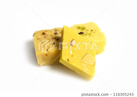 Closeup of traditional Indian milk dessert made with milk and pulses during festivals. 118305243