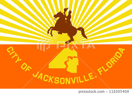 Flag of the city of Jacksonville, the capital of Florida, USA, original colors and proportions. Illustration 118305409