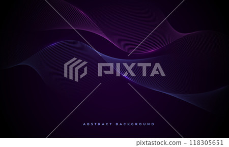 Dark abstract vector background with glowing blue and purple wavy lines Dark abstract vector background with glowing blue and purple wavy lines 118305651