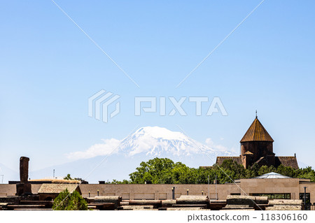 St Gayane Church and Mount Ararat in Etchmiadzin St Gayane Church and Mount Ararat in Etchmiadzin 118306160