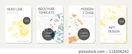 School notebook cover design. Terrazzo abstract background made of natural stones, granite, quartz and marble. Venetian terrazzo texture school notebook template. 118306262