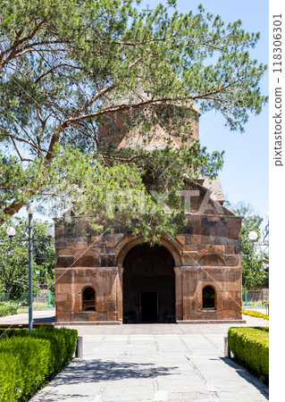 green tree and Church of Shoghakat in Etchmiadzin 118306301